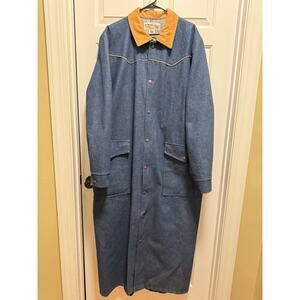 XL Saddlesmith Outfitters By Action Blue Denim Duster Coat Long Western Cowboy